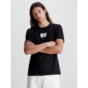 Calvin Klein pánské černé tričko COLORED ADDRESS SMALL BOX - XL (BEH)